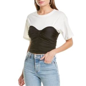𝅺black / White Corset Crop Top